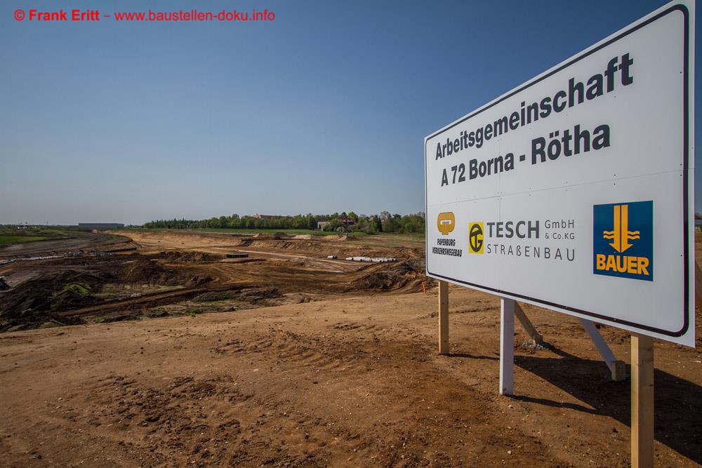 Werbeschild der ARGE A72 Borna-Rötha